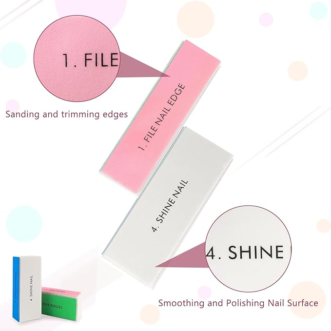 Professional Nail Files and Buffers Kit, Nail Sponge Buffer Blocks and 100/180 Grit Nail Files Set for Fingernail and Acrylic Nails