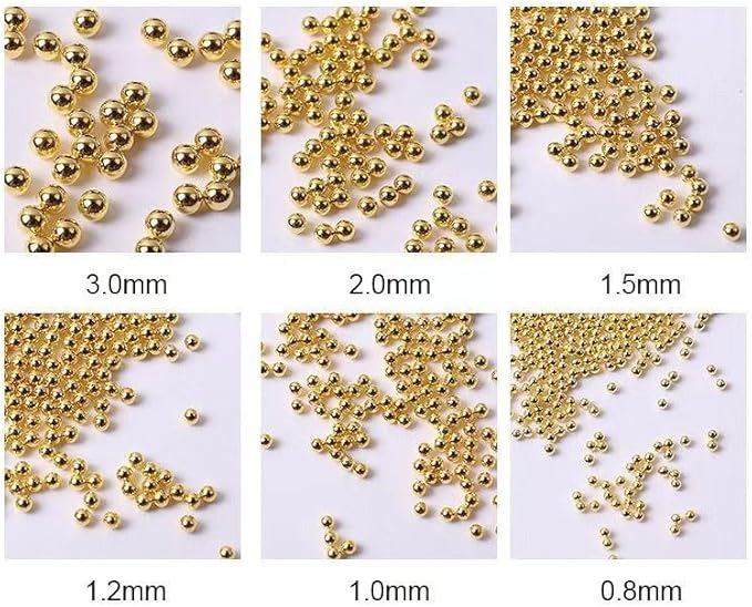 12 Grids Art Charms Metal Beads 3D Caviar Small Steel Ball Nail Accessories Nail Art Metal Mini 3D Mixed Sizes DIY ons Accessories (Black and Gold