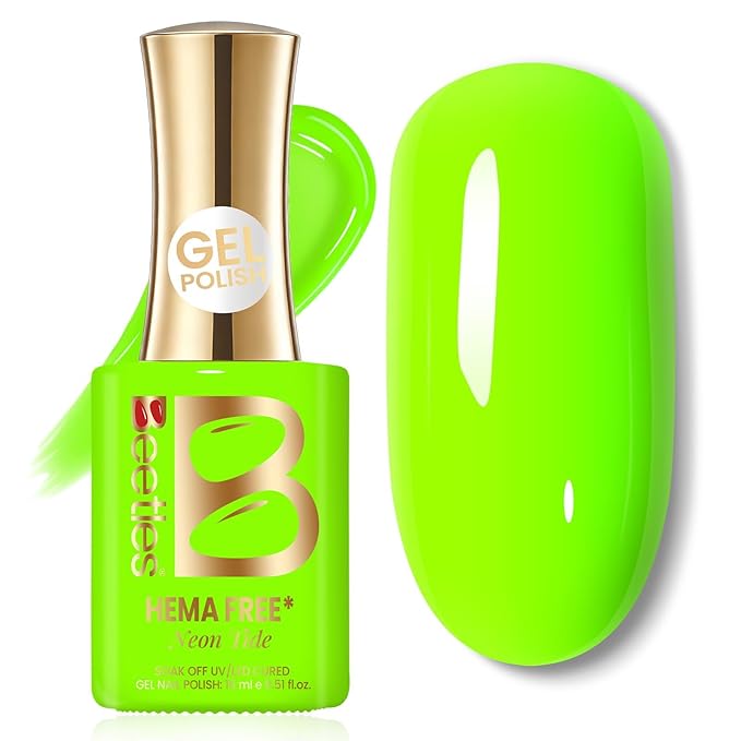Beetles Neon Green Gel Nail Polish - NeonTide 15ML/0.51Fl Oz, Hema Free Neon Gel Nail Polish, Same Color Same Bottle, Soak Off UV LED Lamp Spring Summer Nails Art, Manicure Salon DIY Neon Nails