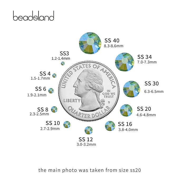 Beadsland 1440 Pieces Flat Back Crystal Rhinestones Round Gems,Peridot AB,SS16,3.8-4.0mm