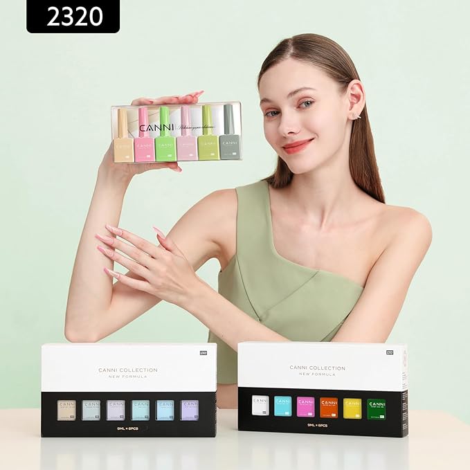 CANNI 6Pcs 9ml Pastel Gel Nail Polish Set- Pink Green Gel Polish Kit Candy Colors DIY at Home Salon Christmas New Year's Gifts for Girls