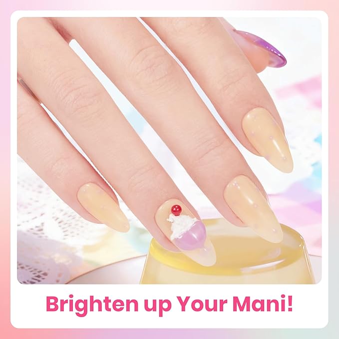 Beetles Jelly Gel Nail Polish Set, 6 Colors Pastel Pink Cat Eye Blue Purple Yellow Green Glitter Gel Polish Kit with Magnet Sticker Soak Off UV Gel Nail Art Salon DIY at Home Easter Gift for Women