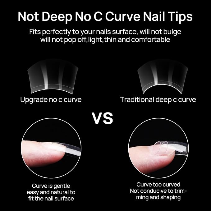1008pcs Duck Nail Tips for Acrylic Clear Nails Y2K Professional Extension Salons Design With Box for Women Girls