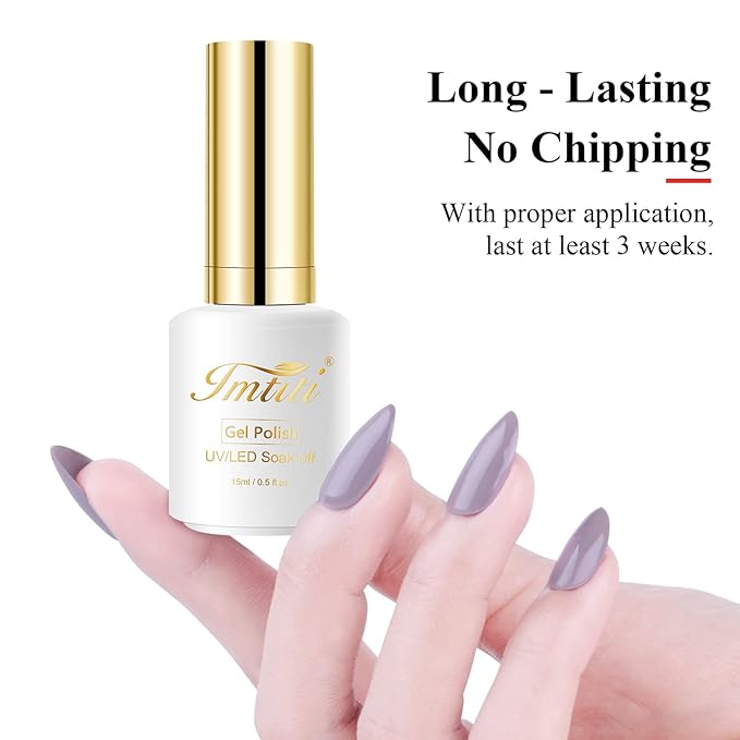 Imtiti Gel Nail Polish, Grape Purple Nude, 0.5 Fl Oz, DIY Nail Art Starter Kit for Women Girls