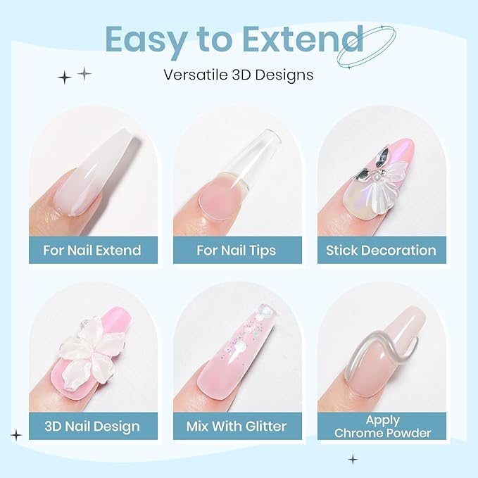 Sculpting Gel for 3D Nail Art Gel Non Stick Hand Solid Builder Hard Gels for Extension Carving Sculpting Beauty Nail Charms for Beginner and Salon DIY