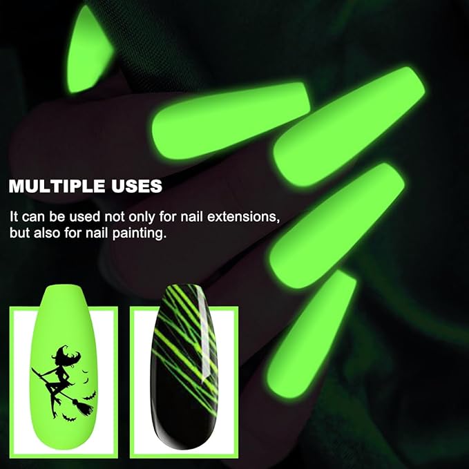 8 Colors Polygel Nail Luminous Poly Gel Nail Kit, Nail Extension Poly Gel Glow In The Dark Builder Gel for Nails Art Professional Neon Manicure Polygel Nail for Women DIY