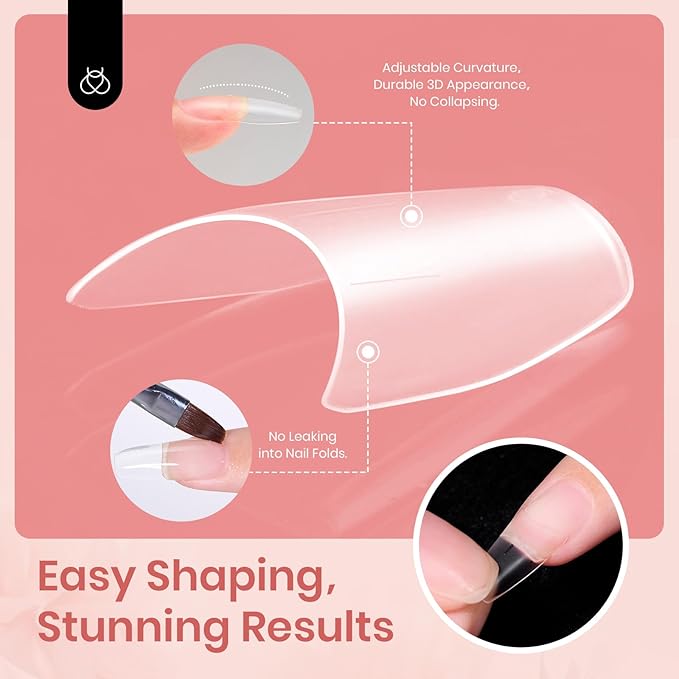 Beetles Poly Extension Gel Kit 3 Colors Nude Clear White With Tips Slip Solution All-in-One Builder Gel DIY French Nail Art Design Beginner Kit, UV & LED Needed