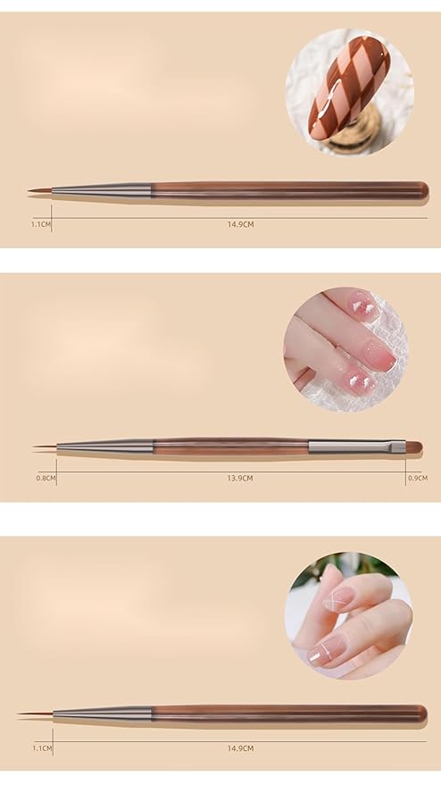 Nail Art Brushes Set, 9pcs Nail Design Painting Brushes, Professional Nail Art Design Brushes, Nail Fine Liner Brushes,Brown