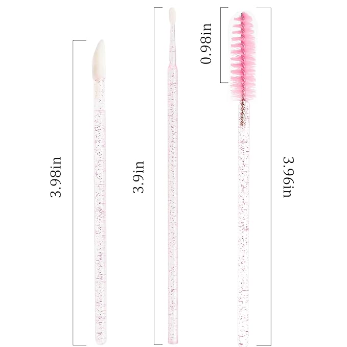 300 PCS Eyelash Extension Supplies Kit,Disposable Lash Spoolies Brushes Micro Swab Brushes Mascara Wand Lip Brushes for Eyelash Extension Tattoo Lipstick Applicator (Pink)