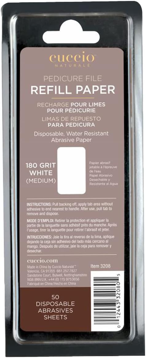 Cuccio Stainless Steel Pedicure File with a 2 Pack of 50 White and Black Refills