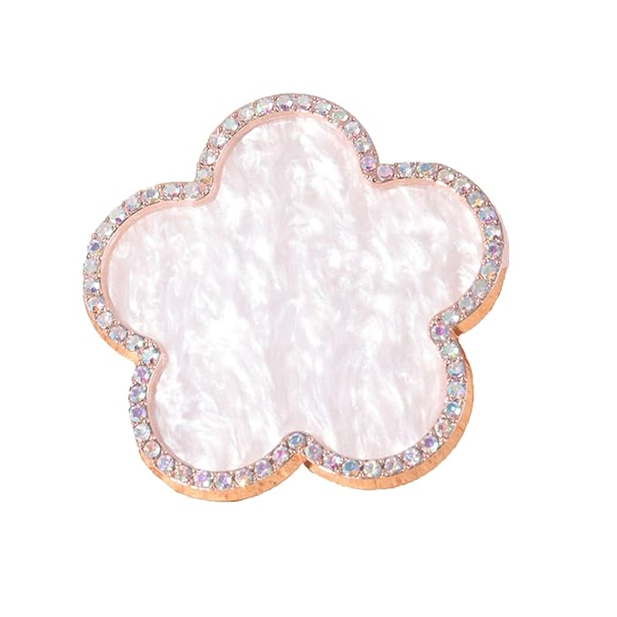 Gel Nail Palette CXUEMH Vintage Resin Nail Art Palette with Pearls, Rhinestones Edge Nail Color Mixer Nail Holder for Painting Nails Nail Art Display Polish Holder Manicure Tool (rose gold (Flower))