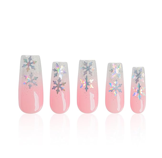 LOVFUL Short Press on Nails Aurora | Handmade Acrylic Press ons| Reusable Fake False Nails | Square Classic Regular 1.3in | H688-L