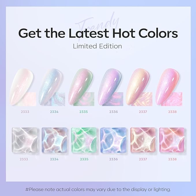 modelones Pearl Gel Nail Polish Set, 6 Colors 2026 Spring Aurora Iridescent Shimmer White Pink Purple Mermaid Nail Drawing Glitter Gel Polish LED Swirl Shell Thread Effect with Dotting Pen DIY Gift