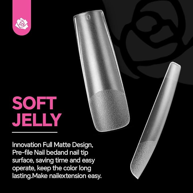 UNA GELLA Full Square Gel Fake Nails Pre-file 120pcs Press On Nails XXL No C Curve Extra Long Nail Tips Clear Long Flat Nail Tips Tapered Square Soft Gel Tips