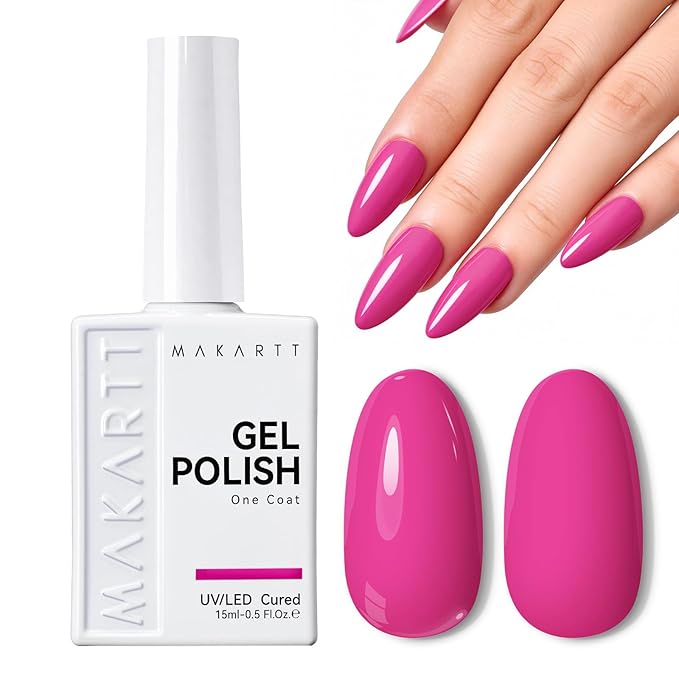 Makartt Ultra-Pigmented Rose Red Gel Nail Polish 15ml One N'Done Gel Polish One-Coat High-Gloss Ceramic Shine, Salon-Grade UV Nail Art Manicure DIY Salon Home - Pop Crush