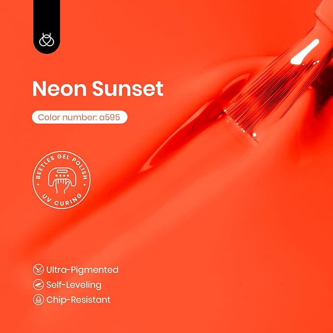 Beetles Neon Orange Gel Polish - Neon Sunset Spring Gel Nail Polish, Bright Orange Vibrant Color Soak Off UV High Glossy Nail DIY Drawing at Salon Home Nail Art 15ml