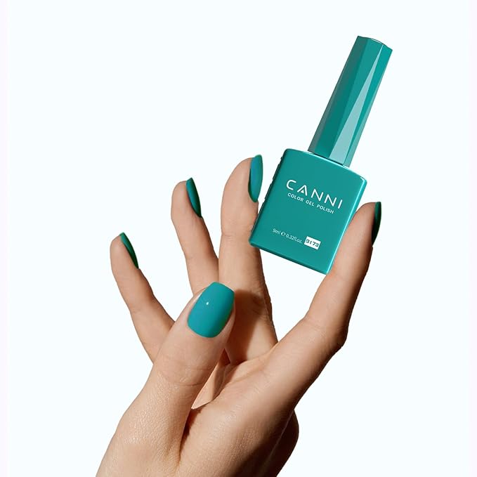 CANNI Teal Green Gel Nail Polish, 1Pcs Emerald Green Gel Polish Dark Color Soak Off U V Nail Manicure Salon DIY at Home