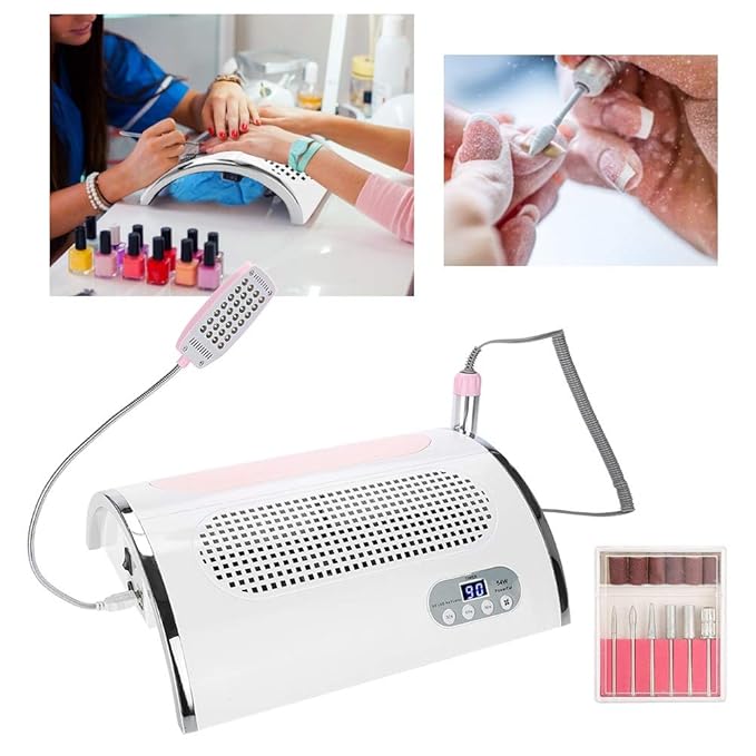 Sonew 4 in 1 Multi-functional Electric Nail Drill Machine, Nail File Drill Pen Kit with 54w Nail Dryer Lamp and Nail Art Dust Suction Collector, Nail Art Machine for Woman Home DIY and Nail Art Salon