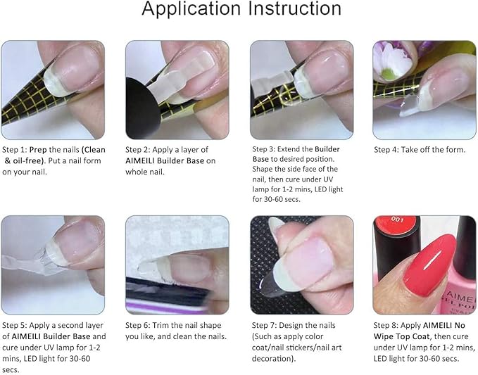 AIMEILI Hema Free Builder Base Gel Clear Builder Nail Gel for Nails Extension Soak Off U V LED Gel Polish 15ml