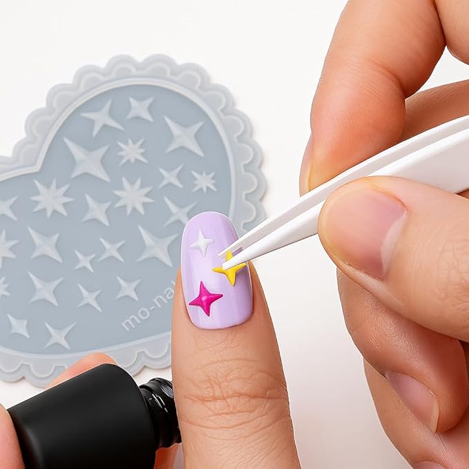 2 Pcs Star Silicone Nail Art Molds for Women Resin Nail Design