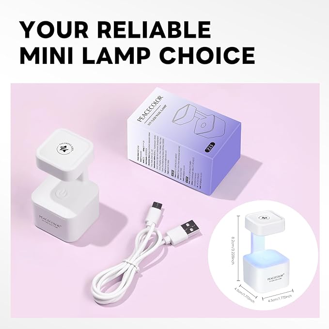 PEACECOLOR Mini U V Light for Gel Nails U V Nail Lamp Nail Dryer 2 Timer Modes Fast Curing LED Nail Lamp for Gel Nail Polish Home Salon DIY Gifts for Women
