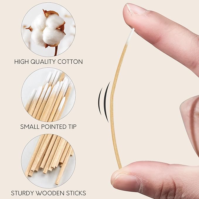 800Pcs Pointed Cotton Swabs with Storage Case, Precision Tip Cotton Swabs with Wooden Sticks, 4 Inch Microblading Buds, Microswabs for Eyelash Extensions Makeup nails Tattoo Permanent Makeup Supplies