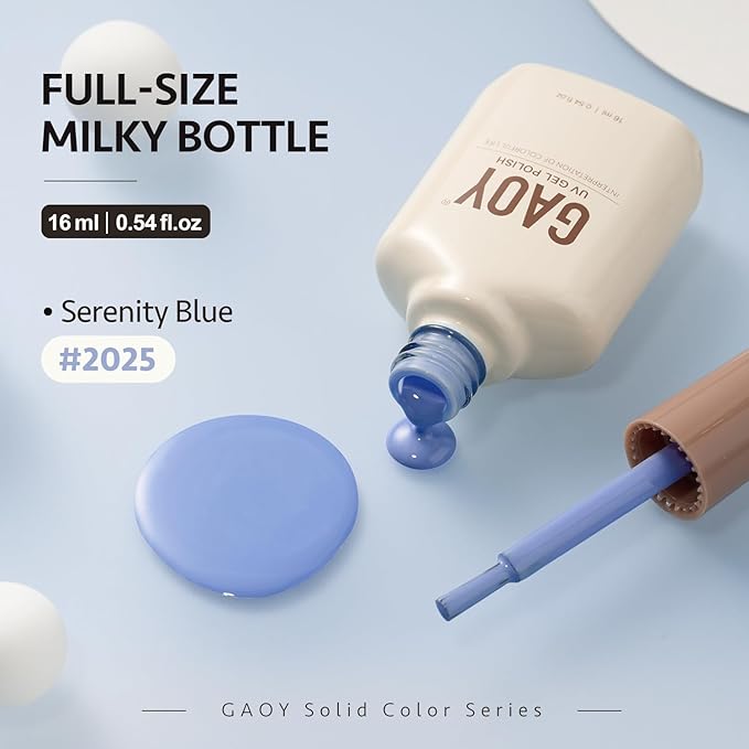 GAOY Blue Gel Nail Polish, 16ml Soak Off Gel Polish, UV Light Cure for Nail Art DIY Manicure at Home, 2025 Serenity Blue