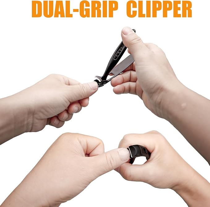 Precision Stainless Steel Heavy Duty Angled Head,Wide Jaw Clippers for Seniors and Man,Ingrown Toenail,Thick Nail.Extra-Long Handle, Extra-Large Slanted Nail Cutter. Men,Women,Elderly.7Pcs