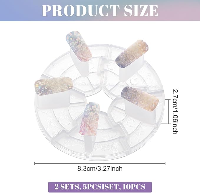2pcs Acrylic Nail Stands Nail Stand for Press on Nails Display False Nails Holder for Painting Nails Practices Nail Art Kit Accessories, Clear