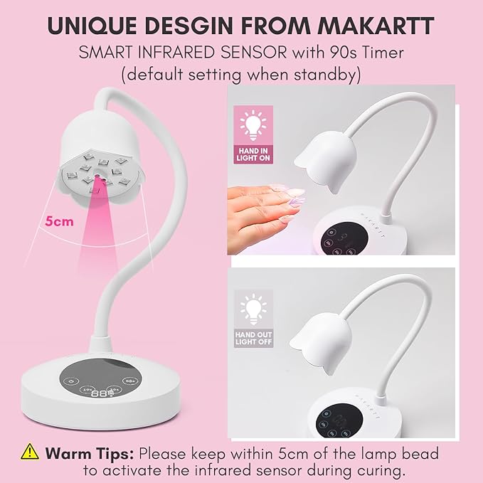 Makartt Gel Top Coat, No Wipe Top Coat Glossy Shine Finish Long Lasting 10ML Soak Off Bundle With UV Nail Lamp Luminoza 10W Rechargeable LED Light with Sensor for Acrylic Nail Extension Flash Cure