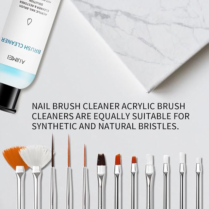 AIJIMEI Acrylic Nail Brush Cleaner 2.5FL.OZ 75ML Acrylic Brush Cleaner Liquid Acrylic Nail Brushes Nail Art Tools for Salon Home Use Acrylic Paint Brush Cleaner-75ml