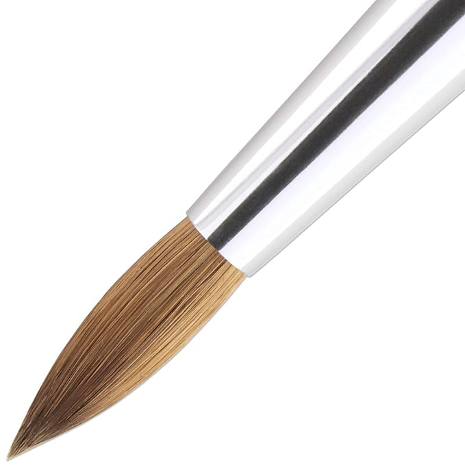 PANA Pure Kolinsky Hair Nail Brush - Round Clear Acrylic Handle (Size 8) - Nail Brush for Nail Application, Nail Extension, Manicure Pedicure Salon Beginner and Professional