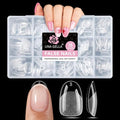 UNA GELLA Oval Gel Nail Tips Short 15 Sizes 300PCS Pre-Etched Clear Acrylic Nail Tips Easy DIY Salon Oval Almond Press On Nails Snug Fit Full False Fake Tips Extensions Long-Lasting Hold