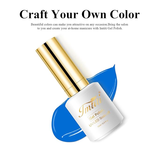 Imtiti Gel Nail Polish, 1 Pcs 0.5 Fl Oz Electric Blue Gel Polish Soak Off LED U V Nail Gel Polish Nail Polish DIY Nail Art Starter Manicure Salon Gel Nail Kit for Women Girls