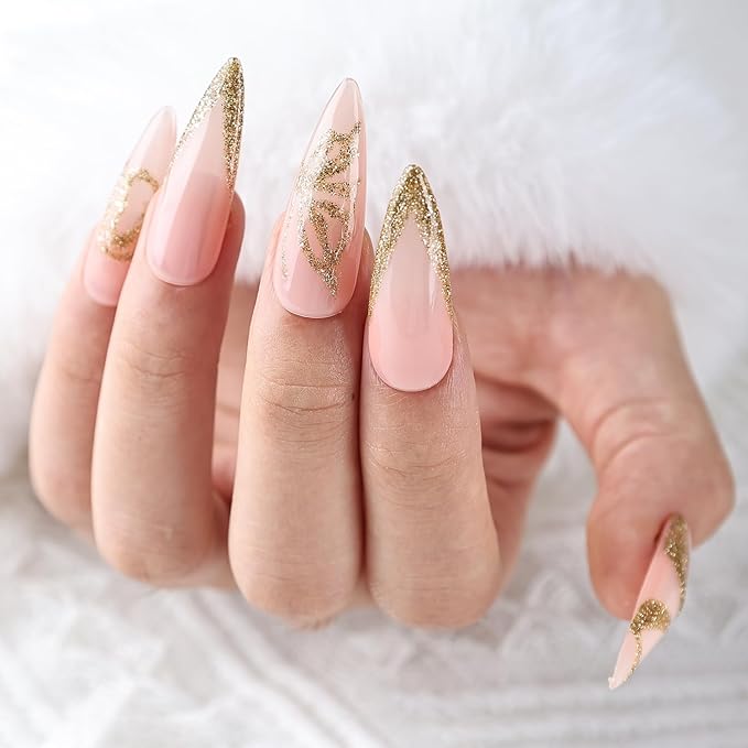 JODSONE 2Pcs Swirl Nail Art Liner Gel Polish,10ml Classic Color 3D Nail Art Pens Effect Nail Print Design with Thin Brush for French Tips Manicure Painting DIY at Home,Glitter Gold & Silver