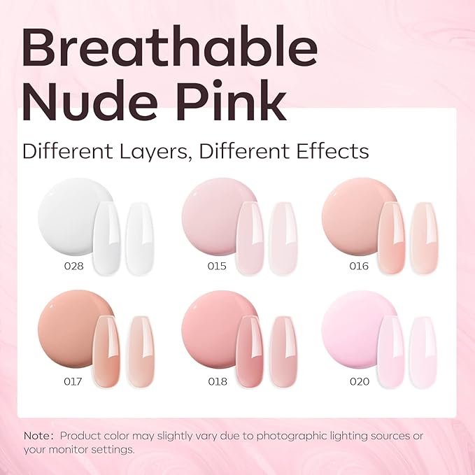 modelones Builder Nail Gel Set, 6 Colors 8-in-One, Jelly Pink & 6 Colors Aurora Shimmer Glitter Gel Polish Kit Blue Green Purple
