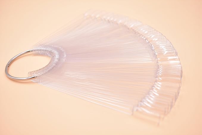 100 Tips White and Transparent Plastic Polish Board Nail Art Display Practice Sticks Wheel with Metal Split Ring Holder