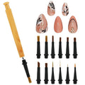 12Pcs Nail Art Brush Set,Professional Nail Art Brush Set with Push-Button Quick-Change,Nail Brushes for Acrylic,Gel,French Tips & Designs,Ergonomic Portable Kit with Storage Case(Wood Grain)