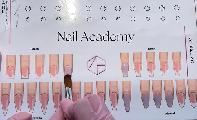 Nail Art Practice Sheet reusable Nail Art training mat Acrylic Nail sculpting Art stencil Guide French Tip Nail art worksheet 3D Nail design training sheet, Practice how to do acrylic Nail art (1)