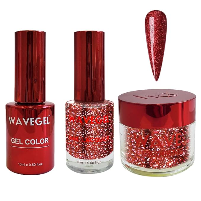 WAVEGEL Soak-Off Gel, Nail Lacquer & Acrylic/Dip Powder Matching Set - Queen Collection - #118 Deep Maroon