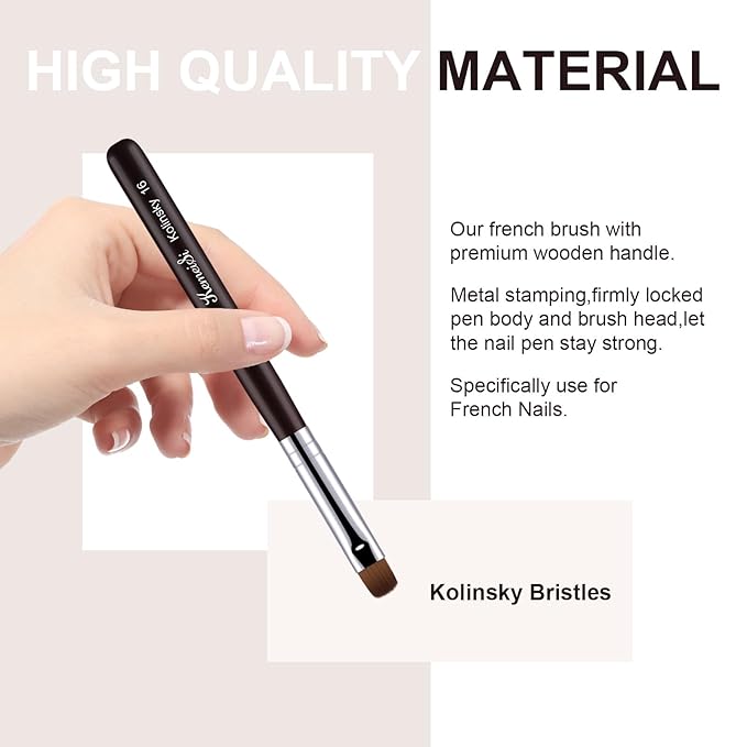 Nail Brush for French Tip, Clean Up Brush for Gel Polish Dual-Use Brush with Wooden Handle for Acrylic/Polygel/Builder Gel #14