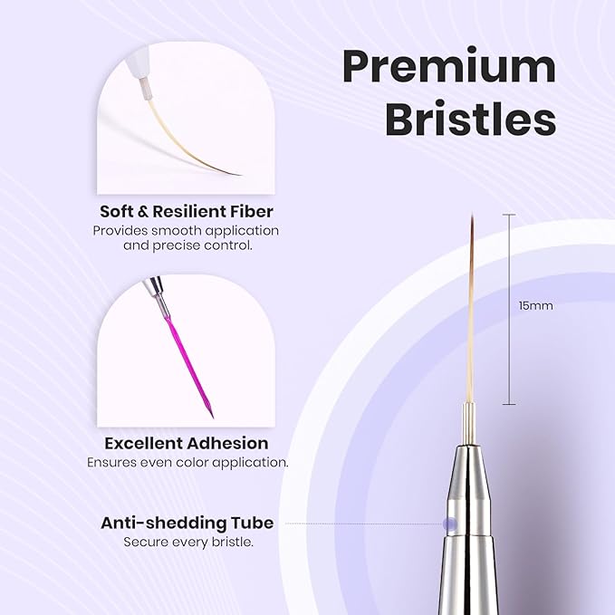 Beetles Nail Art Brushes, 1pcs Liner Brush Size 15mm Painting Art Design Manicure Pen Detachable Handle and Protect Cap Professional Nail Tools for Lines, Details, Fine Drawing