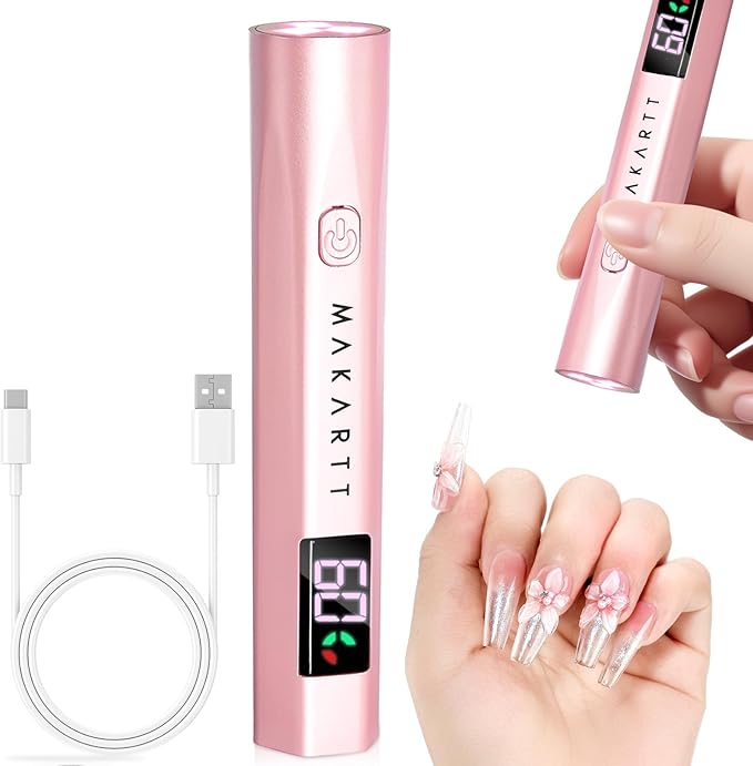 Makartt Handheld UV Nail Lamp - UV Light for Gel Nails with 3 Beads Portable JERTY LED Gel Light for Fast Curing Nail Tips Rechargeable USB Nail Light with LCD 3 Timers for Home Salon Use