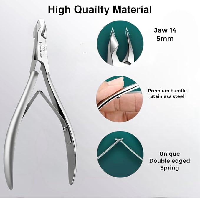 UM Supplies Cuticle Trimmer | Hangnail Remover | Extremely Sharp | Professional Cuticle Nippers | Stainless Steel | Cuticle clippers | Pedicure Manicure Tool (jaw 14) 5mm (Double Edge)