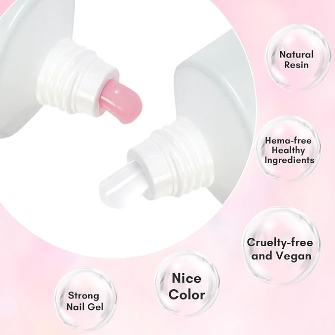 Makartt Poly Nail Gel Kit, 2PCs 50ML Clear & Nature Pink Colors, Large Capacity Poly Extension Nail Gel Kit, Strong Builder for Extension, 3D Diy Hard Gels Manicures Home Salon