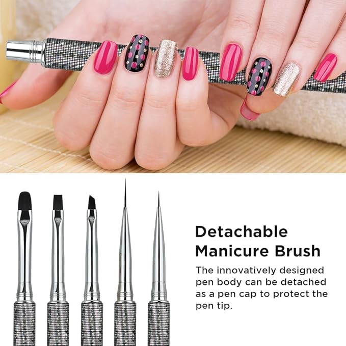 Nail Art Brushes Set Nail Art Design Pen Painting Tools with Nail Extension Gel Brush,Nail Polish Brush, Builder Nail Gel Brush, Nail Art Liner Brush for Salon Gift for Girls Women (Diamond)