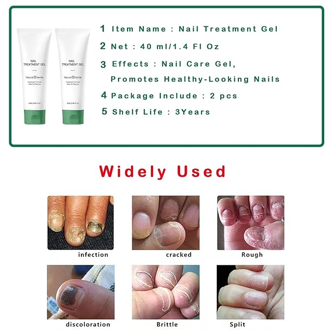 Nail Treatment Gel - 2 PCS Nail Growth Repair Cream for Fingernails and Toenails, Fix & Renew Damage Fungal Nail, Broken, Cracked & Discolored Nails