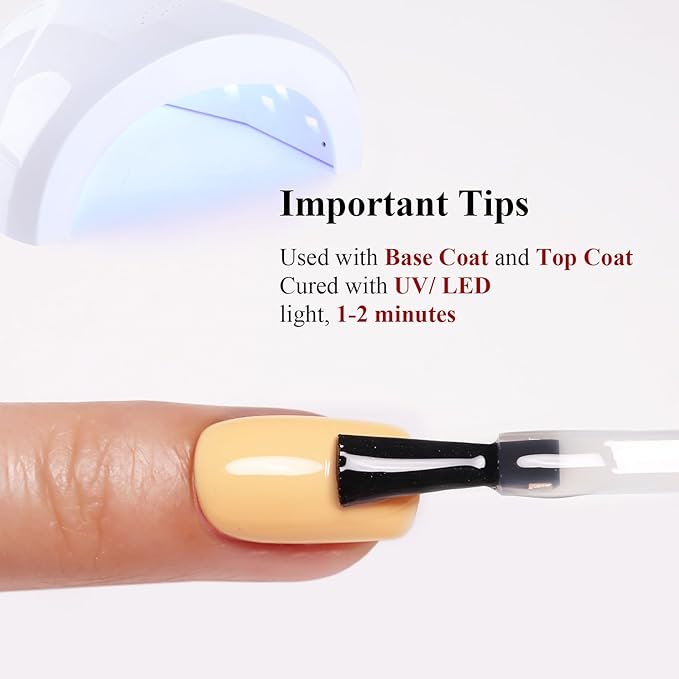 Gel Polish, 0.5 Fl Oz Butter Yellow Gel Nail Polish Spring Summer Soak off LED UV Gel Nail Polish Art Starter Manicure Salon DIY Nail Gel Polish