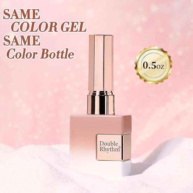Double Rhythm 0.5 Oz Cat Eye Gel Polish with Magnet Same Color Same Bottle Holographic Glitter Shimmer Translucent Color Salon 15 ML Magnetic Nail Art (Apricot Nude-MC1166)