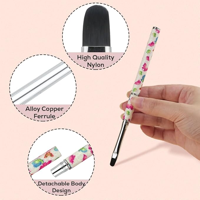 Nail Art Brushes Set Nail Art Design Pen Painting Tools with Nail Extension Gel Brush,Nail Polish Brush, Builder Nail Gel Brush, Nail Art Liner Brush for Salon Gift for Girls Women (Butterfly)